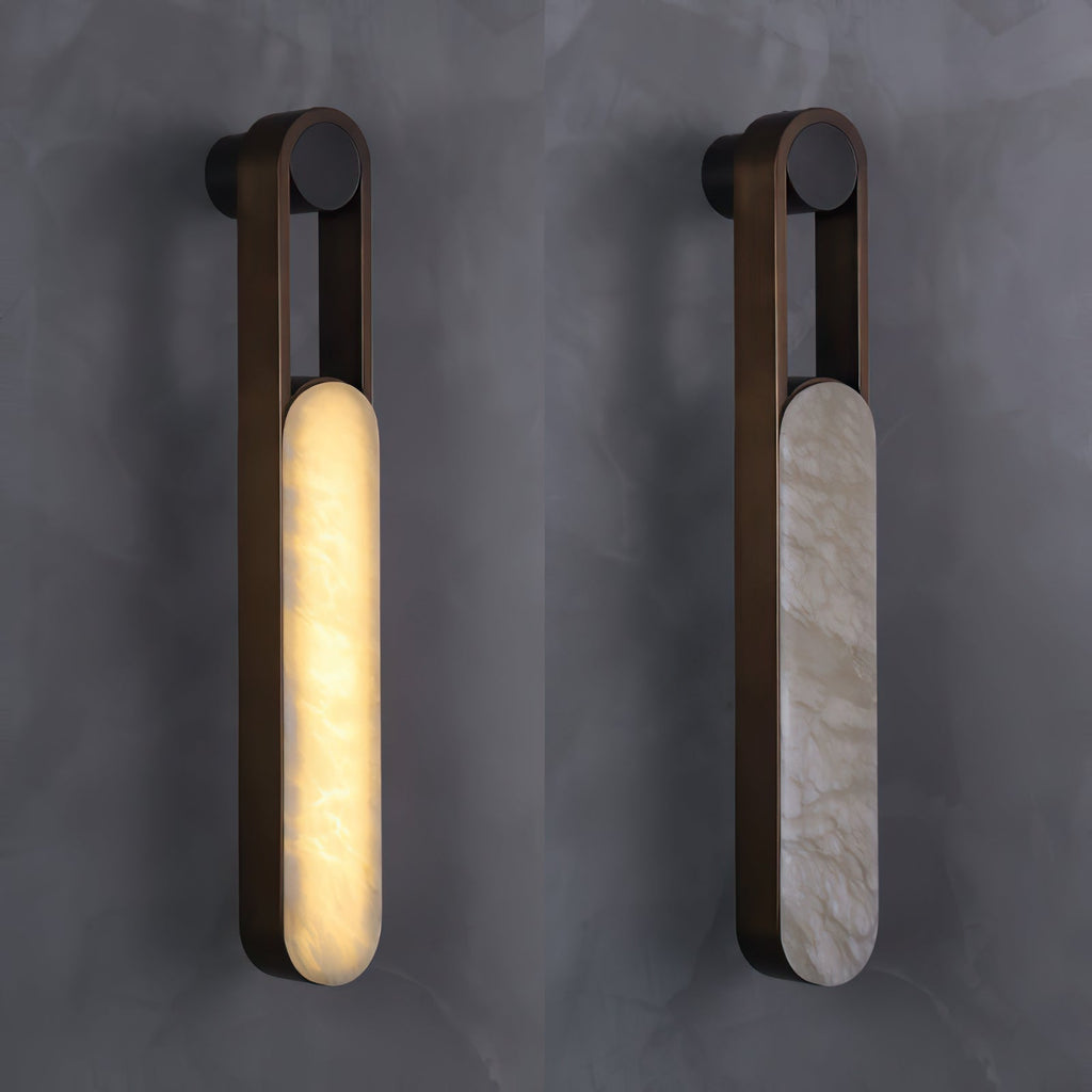 Lineaire kolomvormige albasten wandlamp voor de wastafel | Ormexis