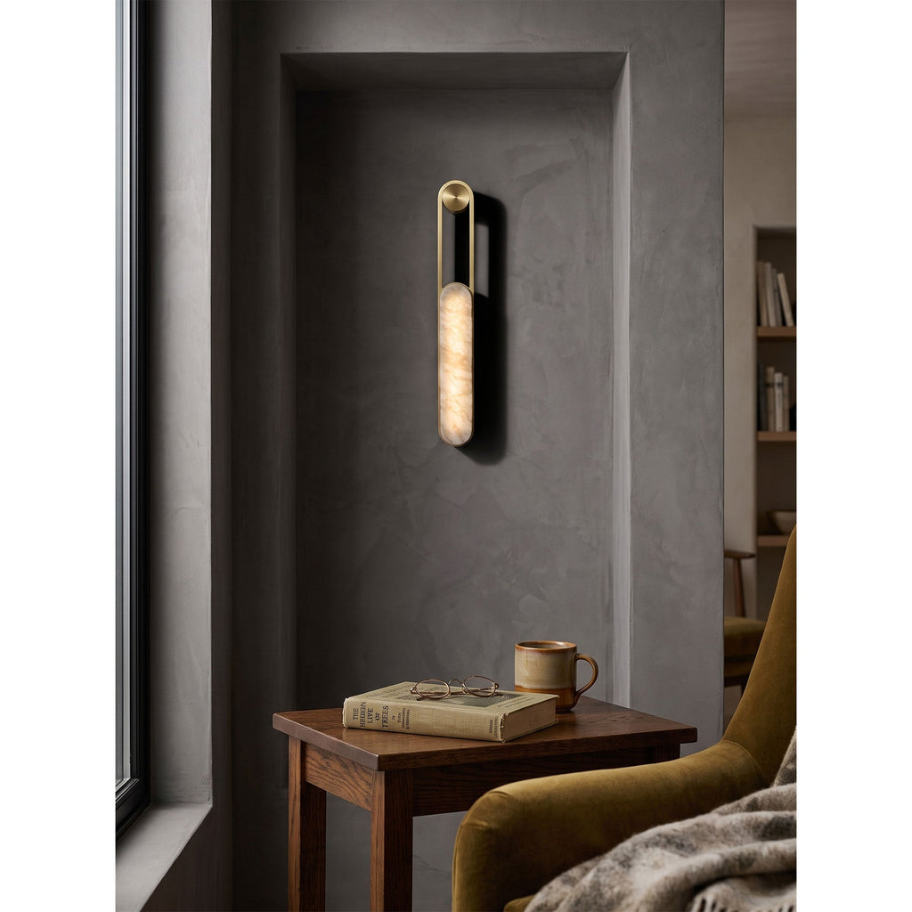 Lineaire kolomvormige albasten wandlamp voor de wastafel | Ormexis