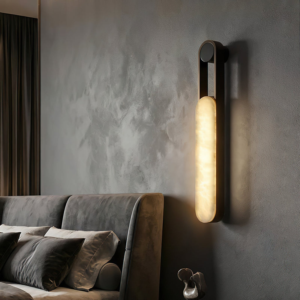 Lineaire kolomvormige albasten wandlamp voor de wastafel | Ormexis