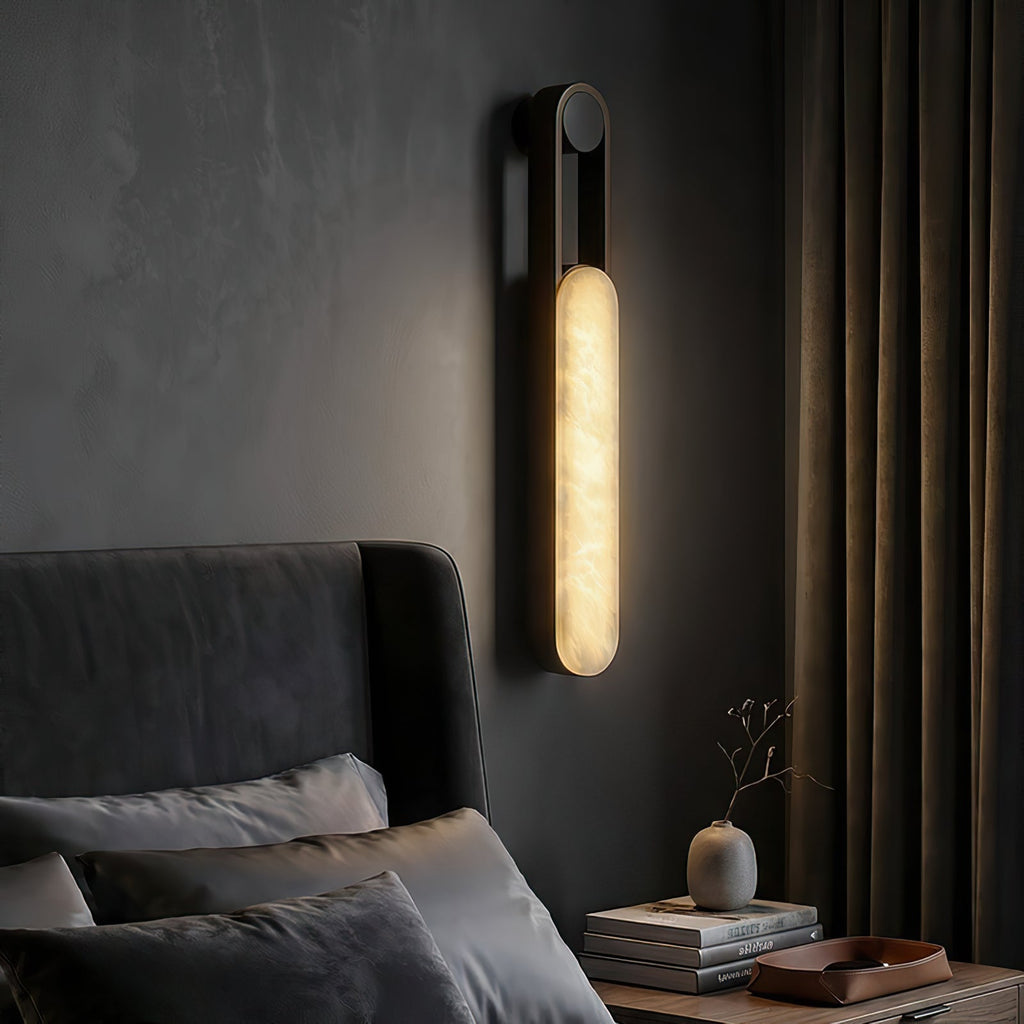 Lineaire kolomvormige albasten wandlamp voor de wastafel | Ormexis