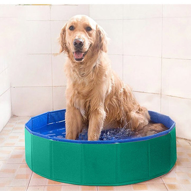 Piscine gonflable pliable pour petits à moyens chiens avec fond antidérapant