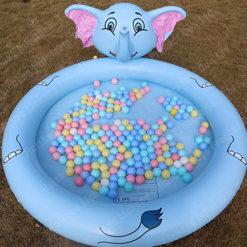 Elephant Design Inflatable Kids Pool With Colorful Balls Spacious Plastic Pool