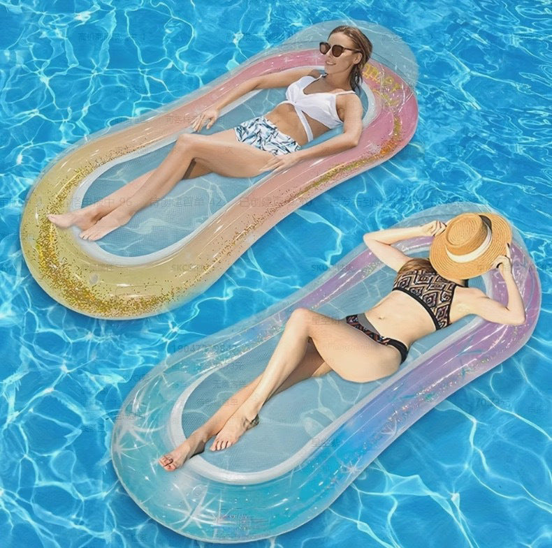 Inflatable Pool Chair With Mesh Lounge Float For Comfortable Poolside Relaxation