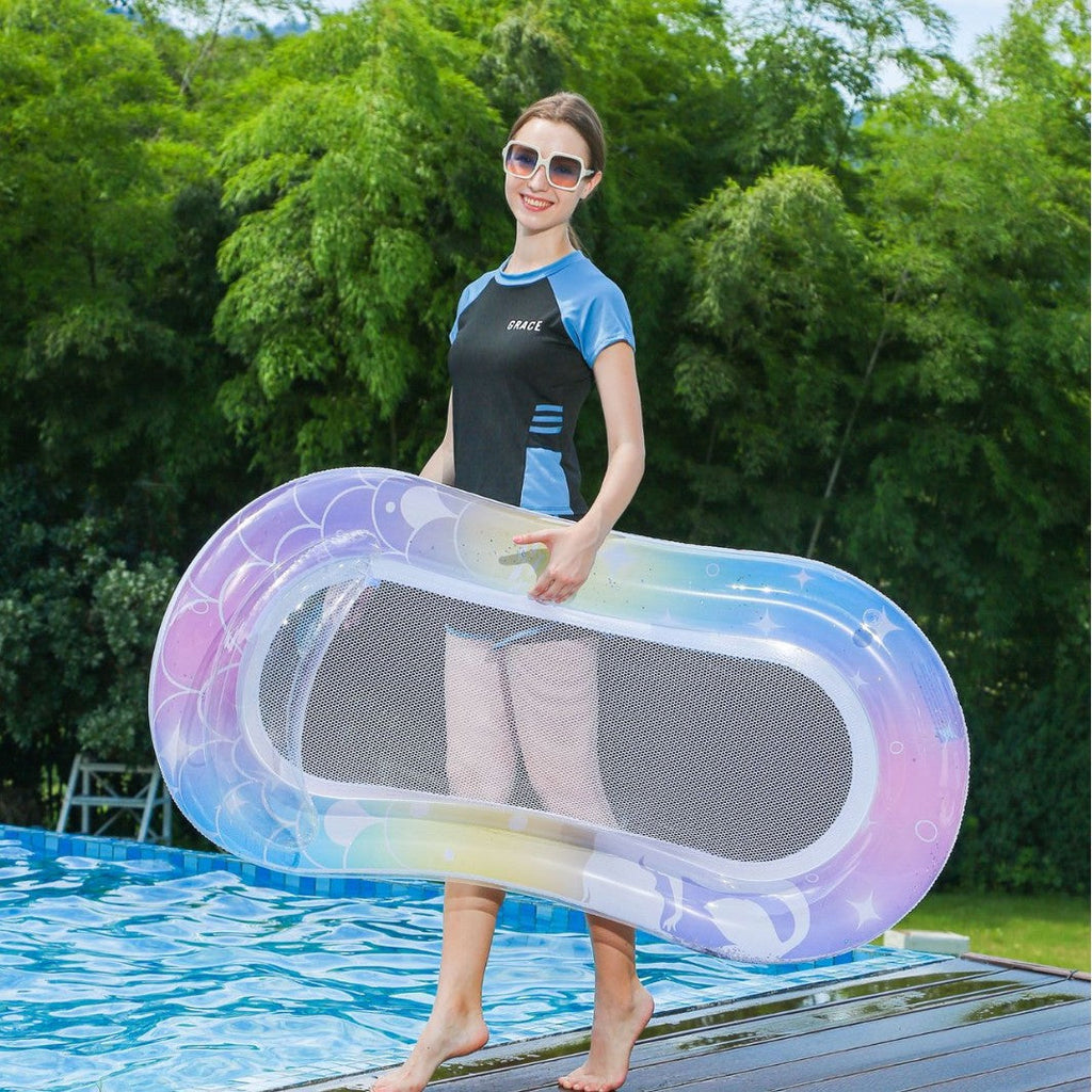 Inflatable Pool Chair With Mesh Lounge Float For Comfortable Poolside Relaxation