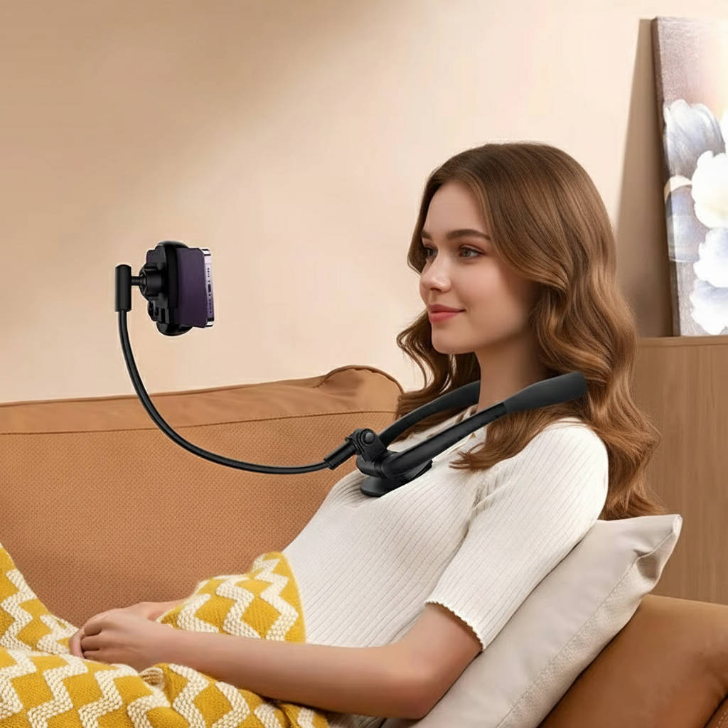 Adjustable Phone Dock For Neck Comfort And Desk Viewing, 360 Degree Rotation