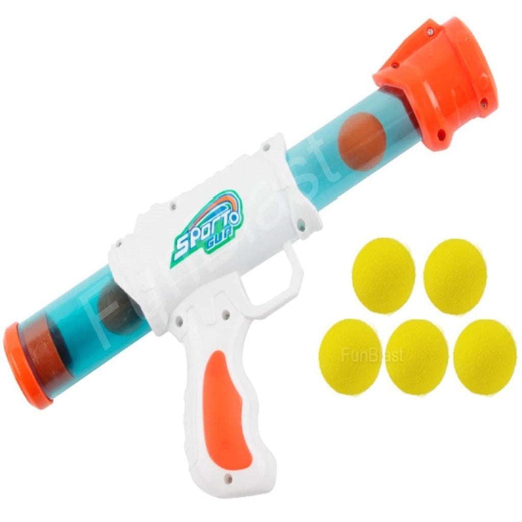 Air Pressure Action Shooting Game For Kids With Five Cushioned Foam Balls Indoor Outdoor Fun - Ormexis