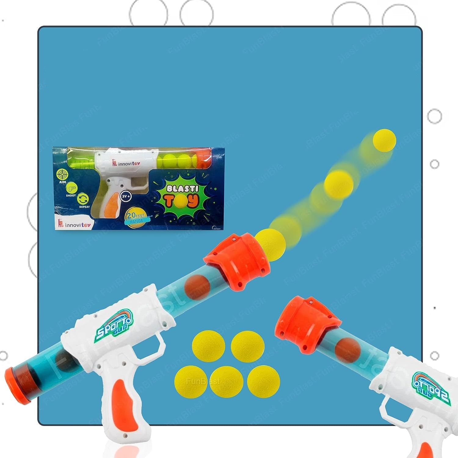 Air Pressure Action Shooting Game For Kids With Five Cushioned Foam Balls Indoor Outdoor Fun - Ormexis