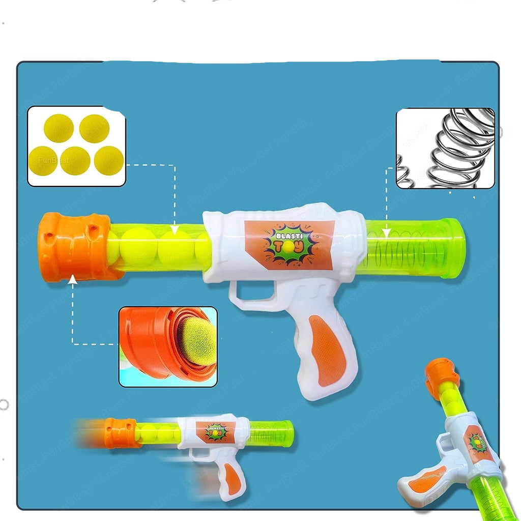 Air Pressure Action Shooting Game For Kids With Five Cushioned Foam Balls Indoor Outdoor Fun - Ormexis