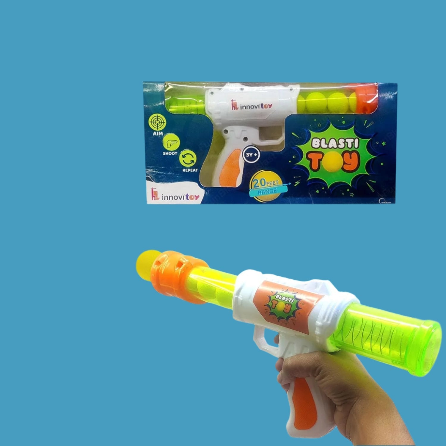 Air Pressure Action Shooting Game For Kids With Five Cushioned Foam Balls Indoor Outdoor Fun - Ormexis