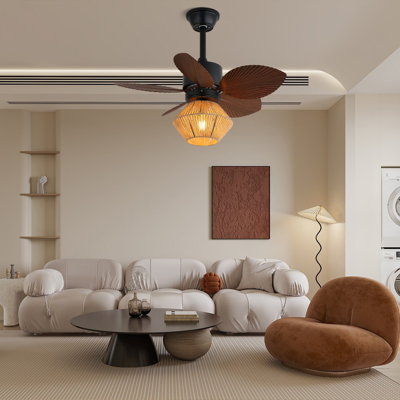Faceted Woven Ceiling Fan Light | Ormexis