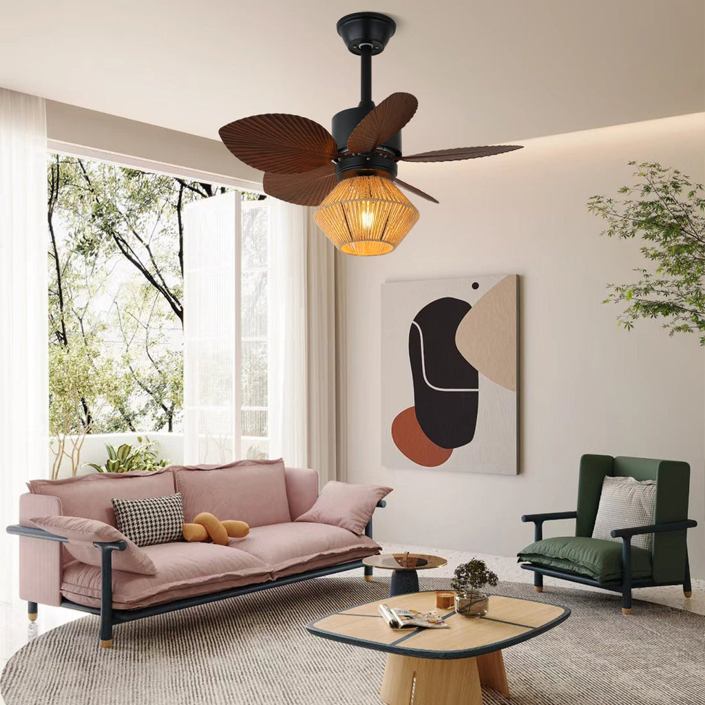 Faceted Woven Ceiling Fan Light | Ormexis