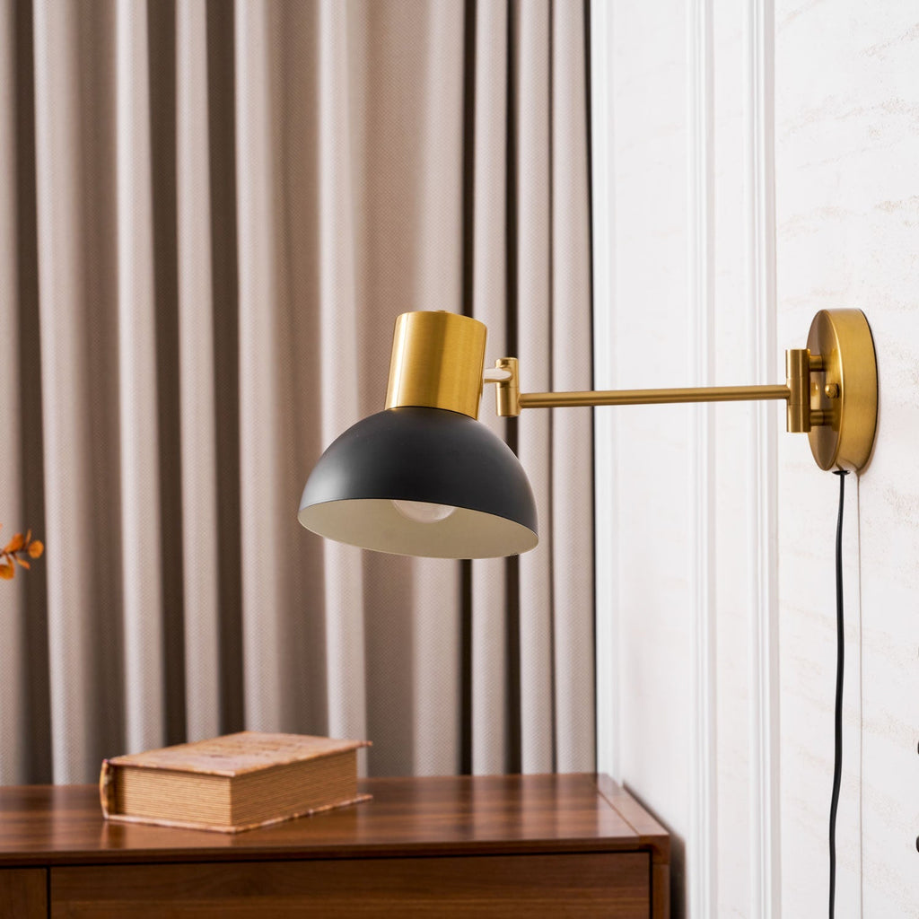 Lámpara de pared metálica enchufable con brazo articulado | Ormexis