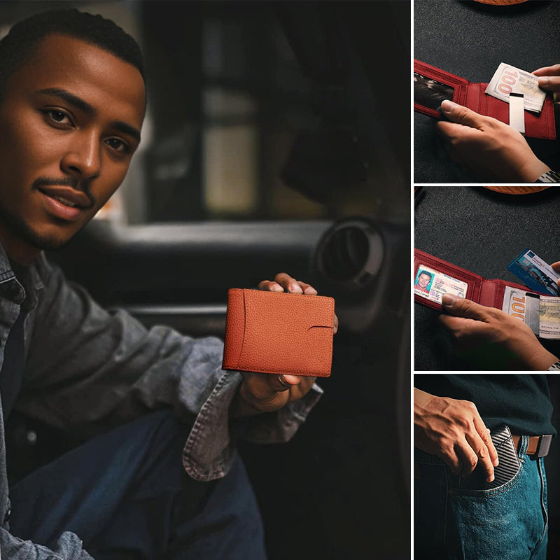 Portafoglio per carte in pelle Kalsten con blocco RFID, compatto e sottile