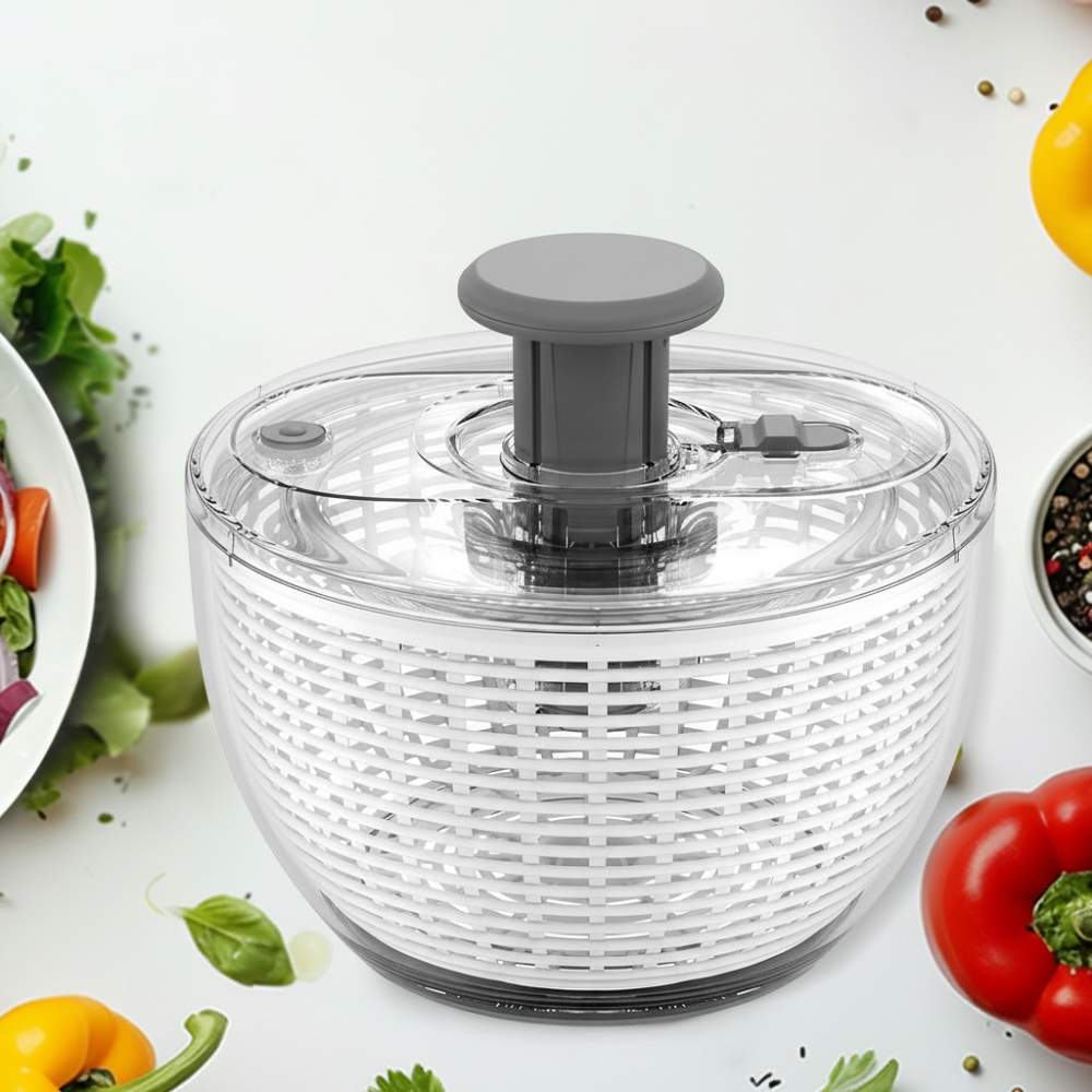 Kitchen Essentials Salad Spinner With Manual Pump And Stable Base