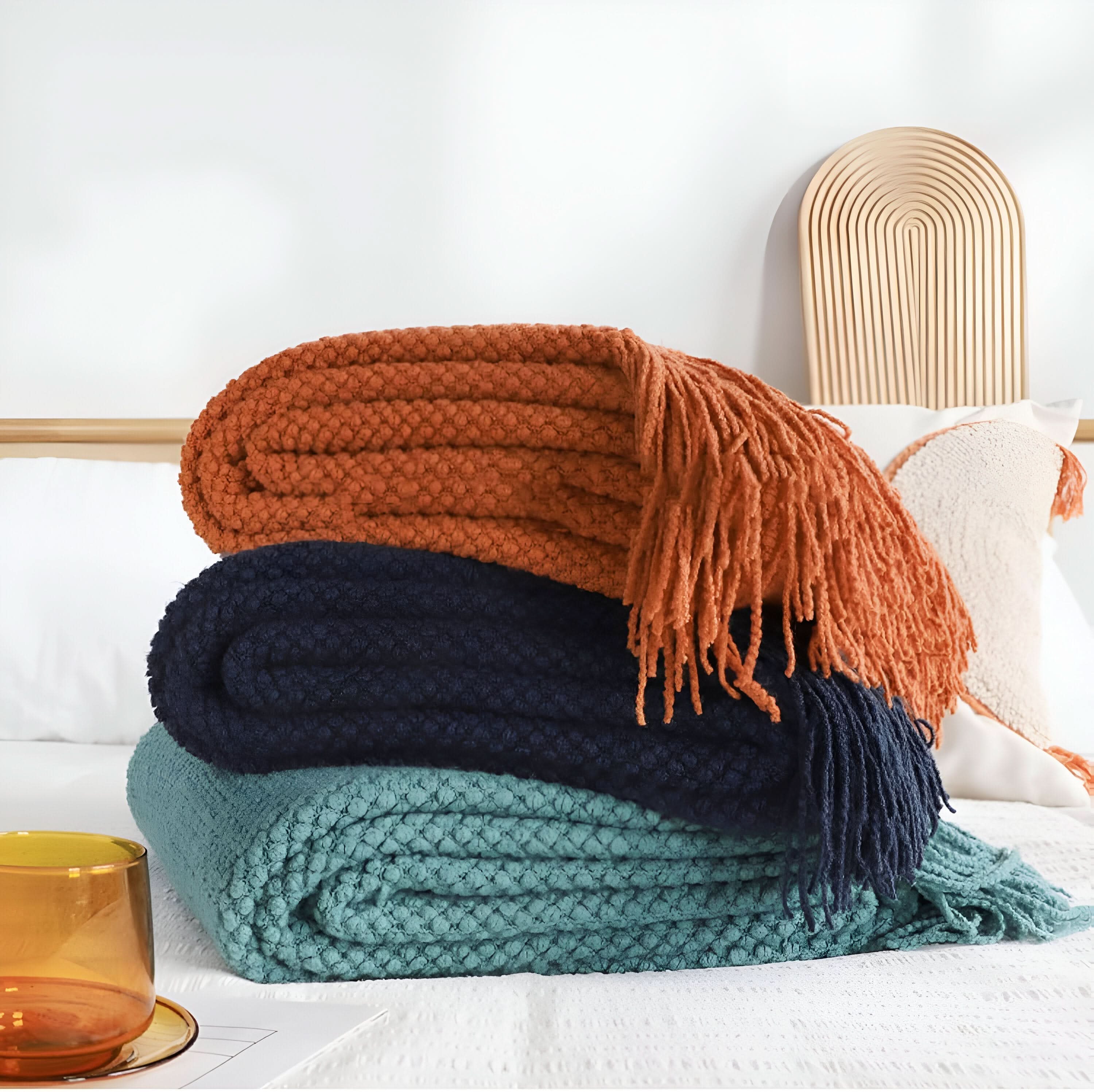 Pătură călduroasă din fleece KnitCove cu interior plușat, pentru utilizare pe tot parcursul anului