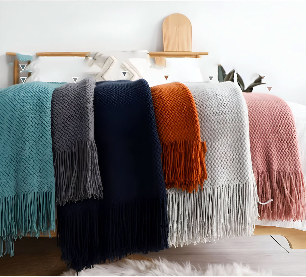 Pătură călduroasă din fleece KnitCove cu interior plușat, pentru utilizare pe tot parcursul anului