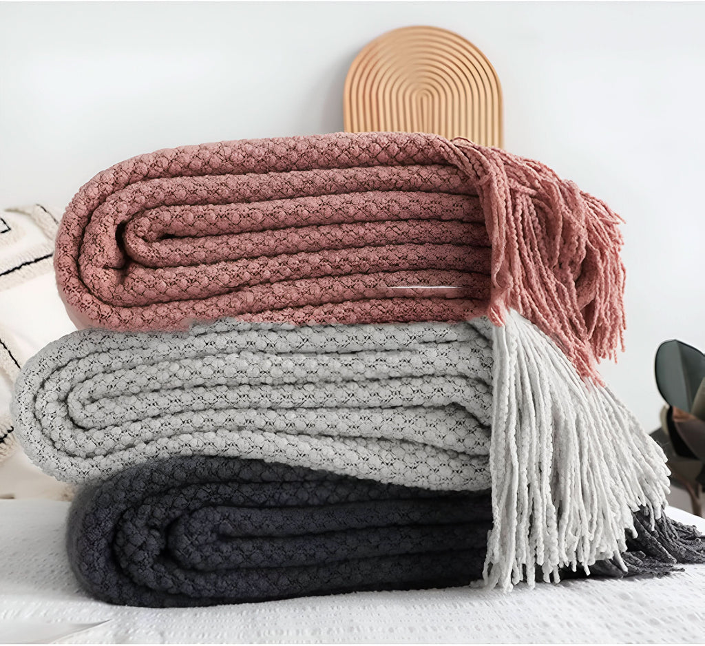 Pătură călduroasă din fleece KnitCove cu interior plușat, pentru utilizare pe tot parcursul anului