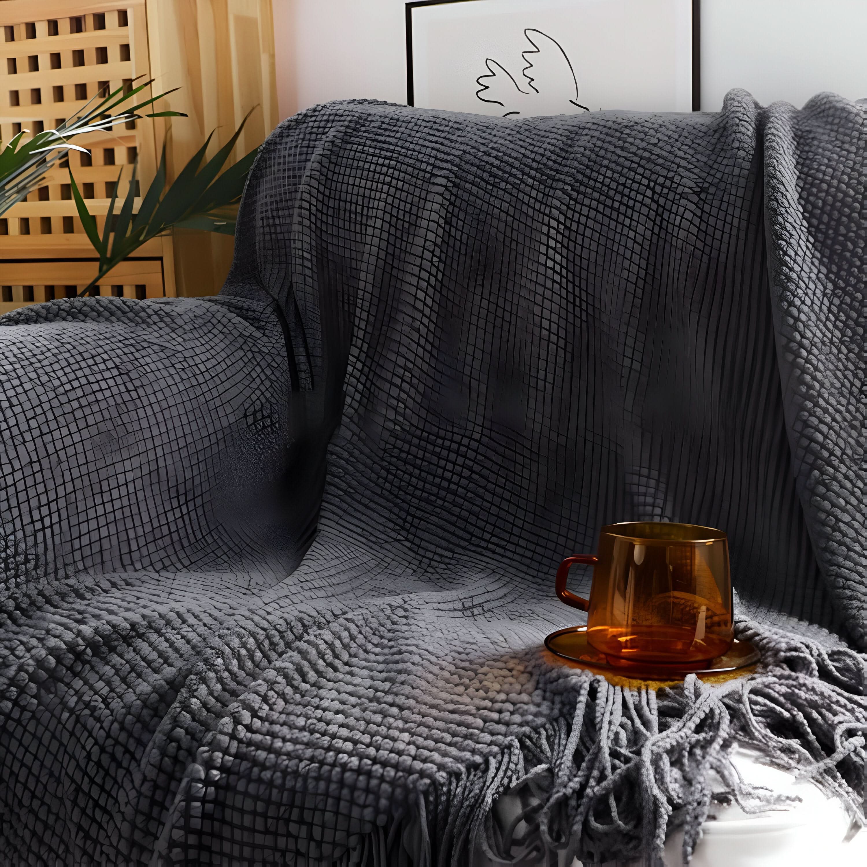 Pătură călduroasă din fleece KnitCove cu interior plușat, pentru utilizare pe tot parcursul anului