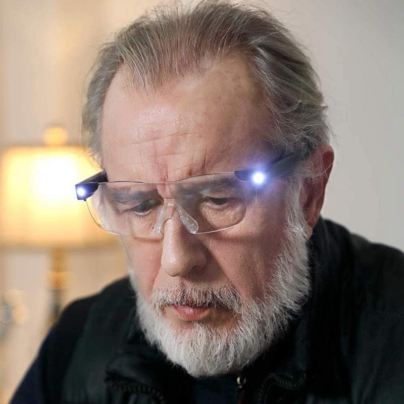 Óculos de Leitura com Lupa LED e Luz Ajustável para Visão Clara