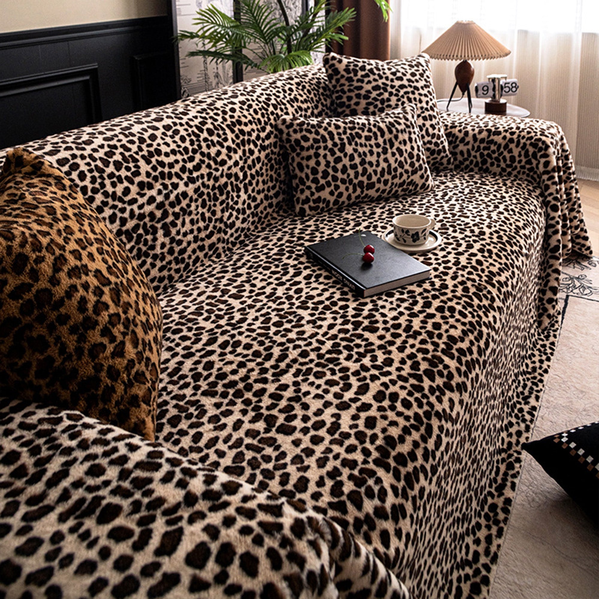 Leopard Plush Sofa Cover | Ormexis