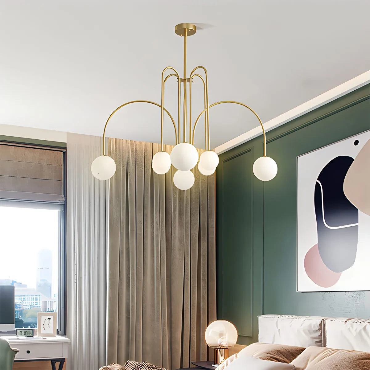 Avi Glass Chandelier With Double Layer Design Contemporary Ceiling Light