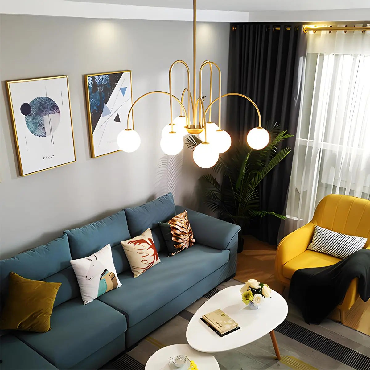 Avi Glass Chandelier With Double Layer Design Contemporary Ceiling Light