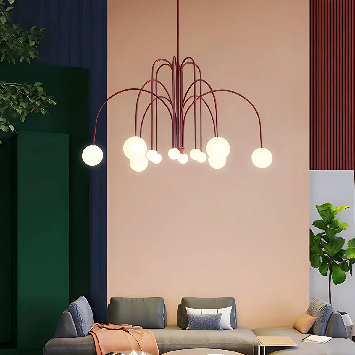 Avi Glass Chandelier With Double Layer Design Contemporary Ceiling Light