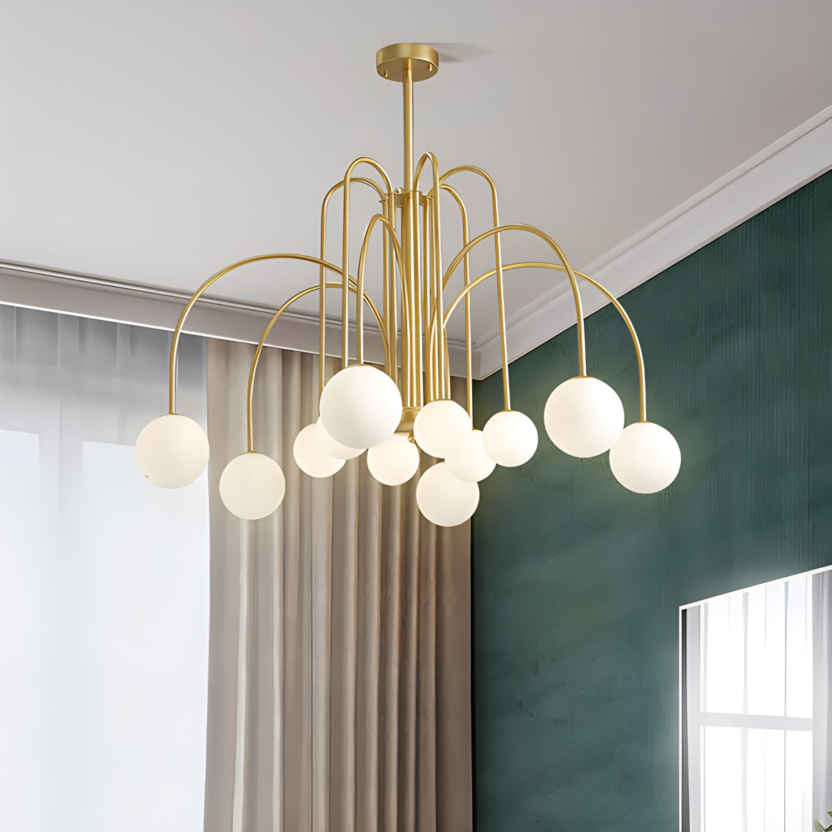 Avi Glass Chandelier With Double Layer Design Contemporary Ceiling Light
