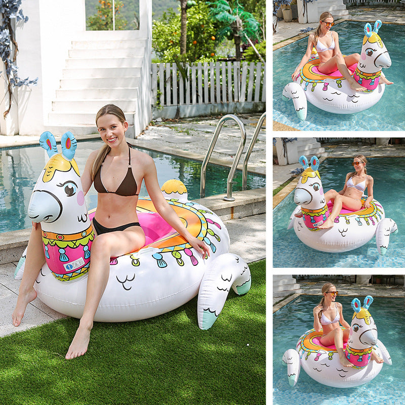 Llama Pool Inflatable With Cozy Built-In Seating For Relaxation