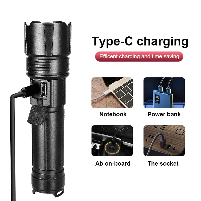 Lampe de poche rechargeable LumiBeam avec zoom réglable et design étanche pour l'extérieur