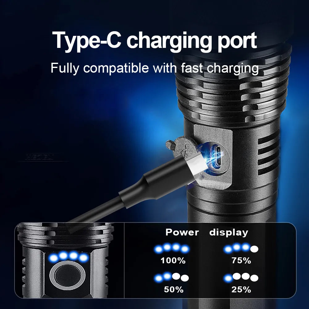 Lampe de poche rechargeable LumiBeam avec zoom réglable et design étanche pour l'extérieur