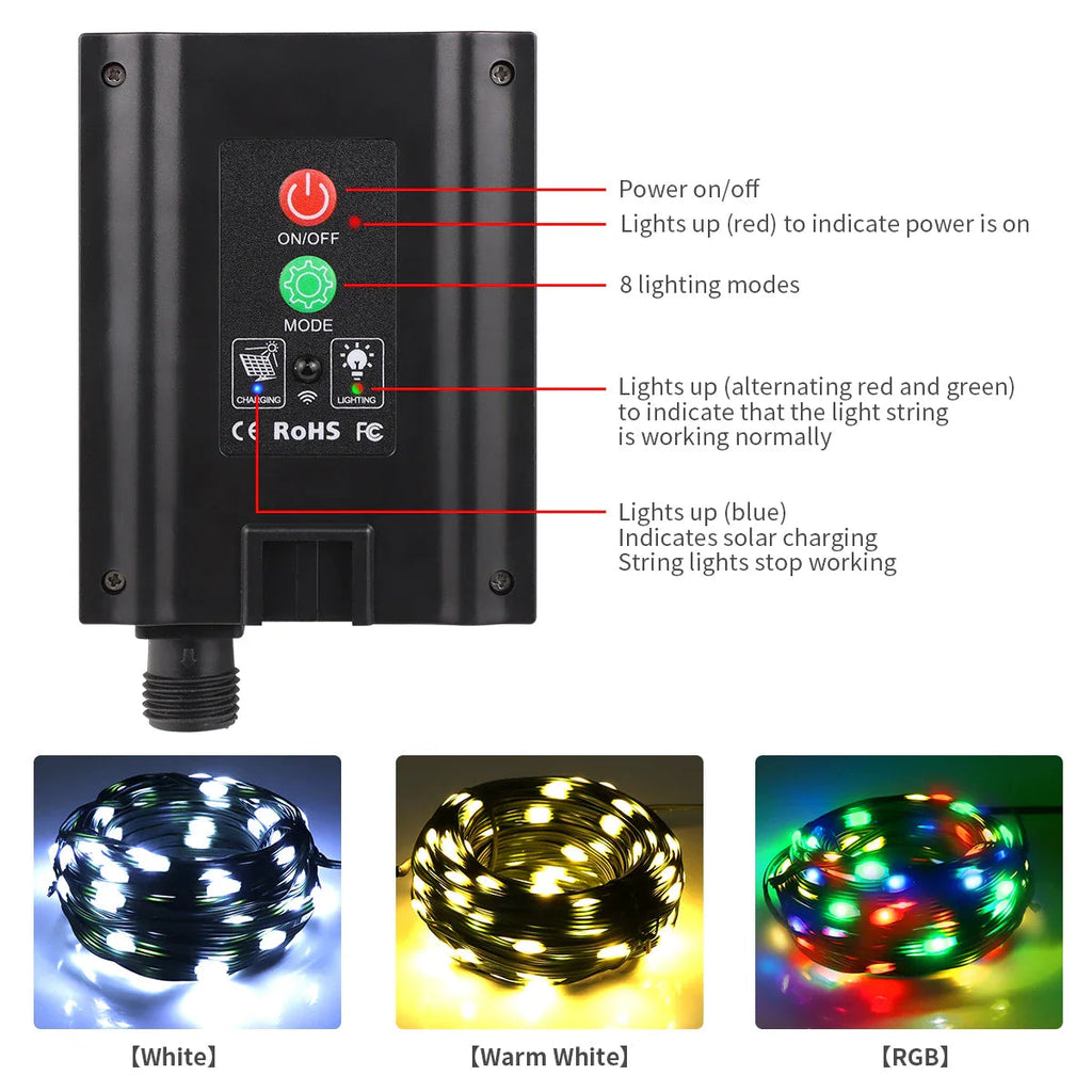 LumiSol ProLine Guirlande Lumineuse Extérieure 100M avec LED Ultra Lumineuses, 8 Modes et Télécommande