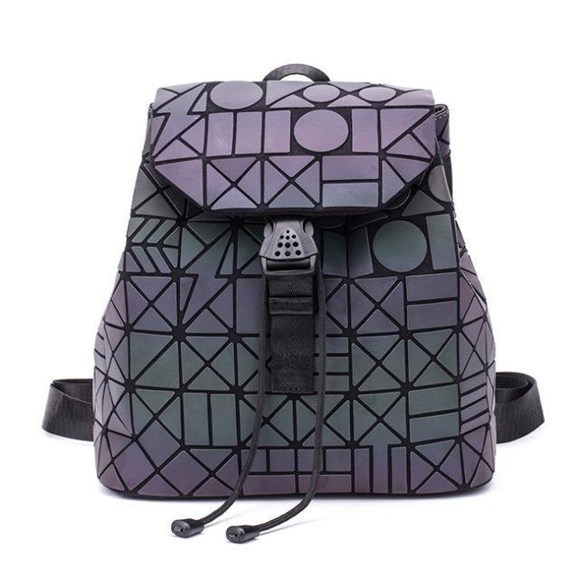 Luminous Geometric Travel Backpack With Color-Shift Design For Daily Use