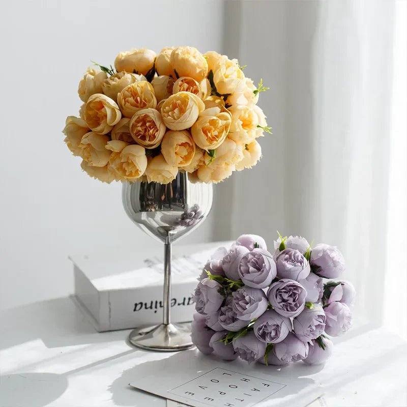 Luna Peony Bouquet Silk Flowers With 27 Heads In Colorful Array