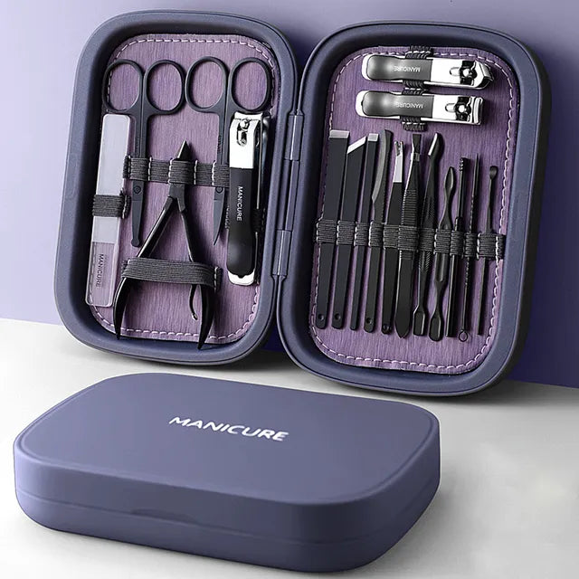LuxNails 18-teiliges Nagelpflege-Set mit Edelstahlwerkzeugen in kompakter Box