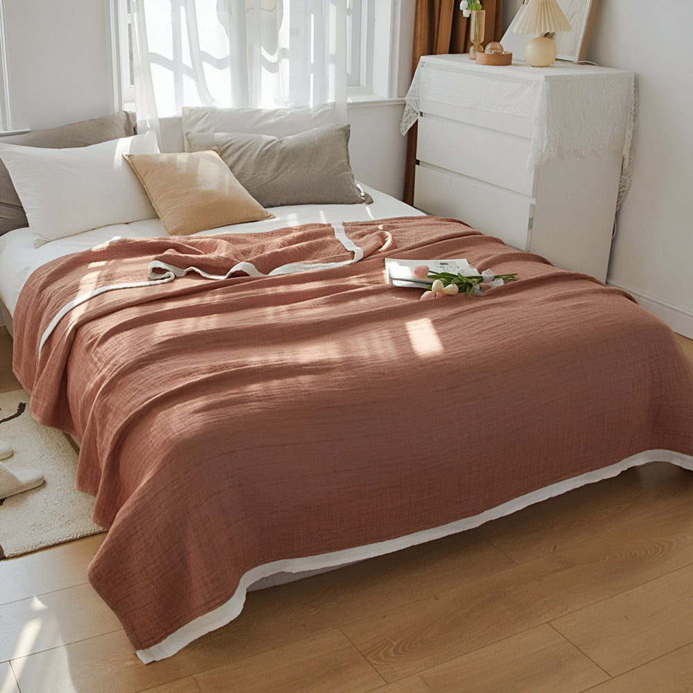 Luxurious Cooling Blanket With Muslin Cotton Layers For Airy Summer Nights
