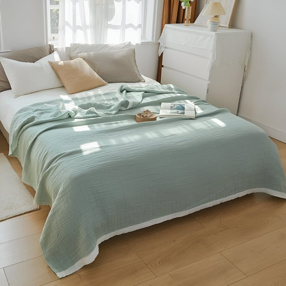 Luxurious Cooling Blanket With Muslin Cotton Layers For Airy Summer Nights