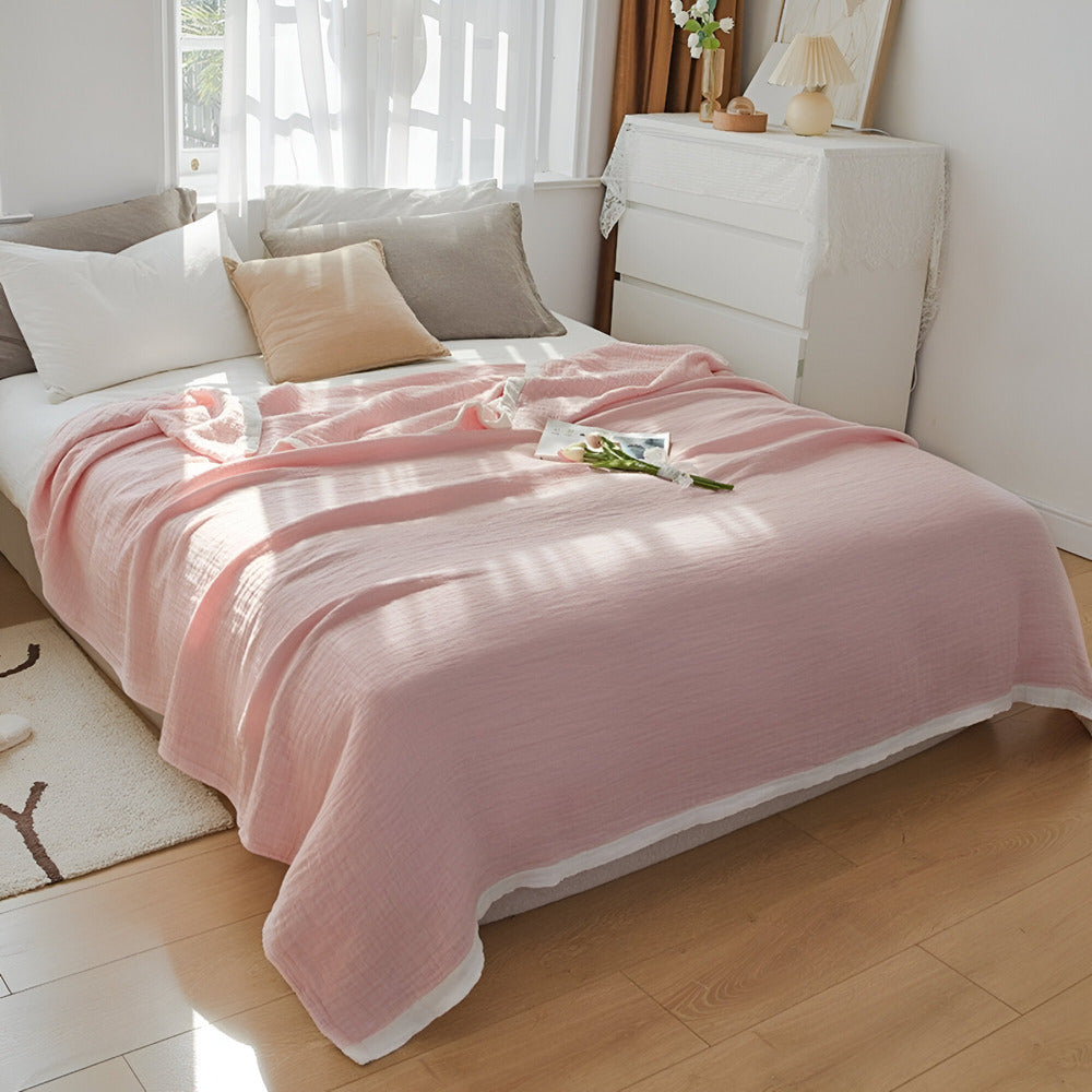 Luxurious Cooling Blanket With Muslin Cotton Layers For Airy Summer Nights