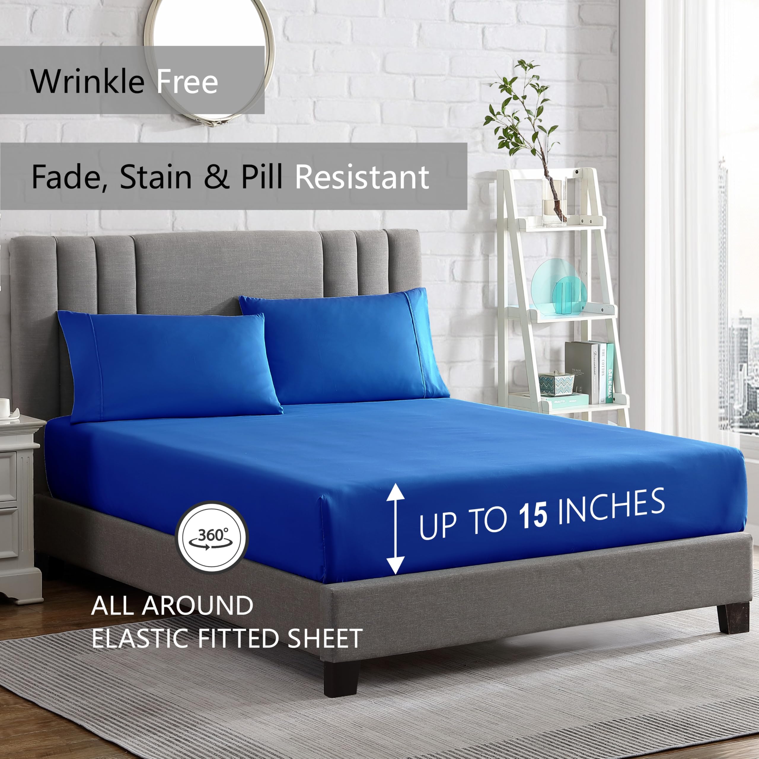 Ensemble de literie Queen en polyester rafraîchissant pour un sommeil confortable, 4 pièces