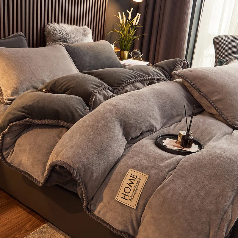 Ensemble de couette en polaire veloutée pour lits king et queen avec confort extra doux et chaleur