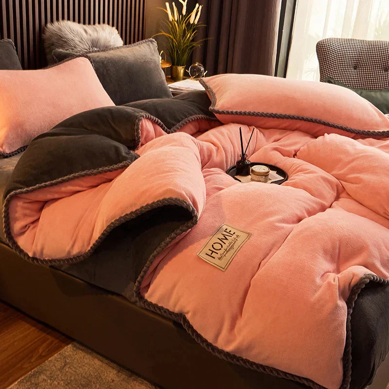 Ensemble de couette en polaire veloutée pour lits king et queen avec confort extra doux et chaleur