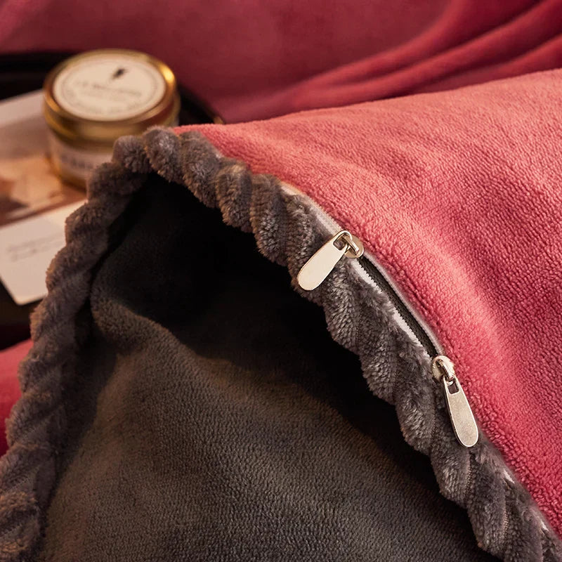 Ensemble de couette en polaire veloutée pour lits king et queen avec confort extra doux et chaleur