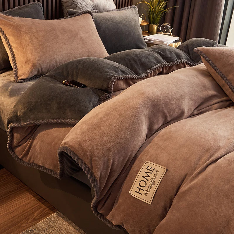Ensemble de couette en polaire veloutée pour lits king et queen avec confort extra doux et chaleur
