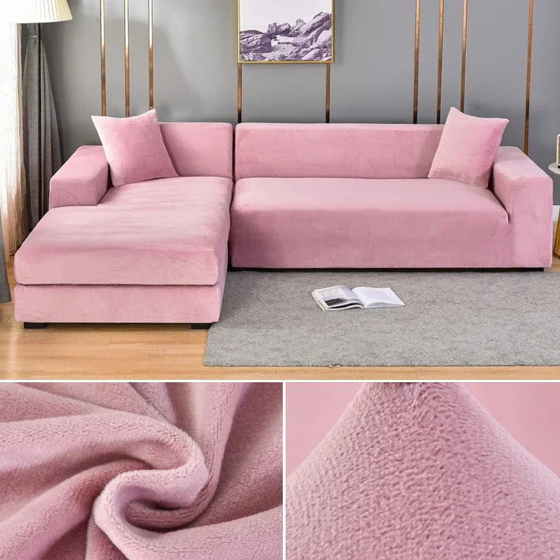 Housse de canapé en velours luxueux offrant une élasticité premium pour un ajustement parfait