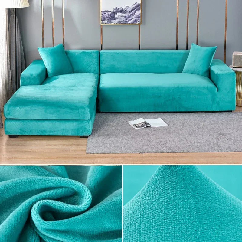 Housse de canapé en velours luxueux offrant une élasticité premium pour un ajustement parfait