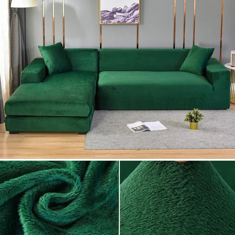 Housse de canapé en velours luxueux offrant une élasticité premium pour un ajustement parfait