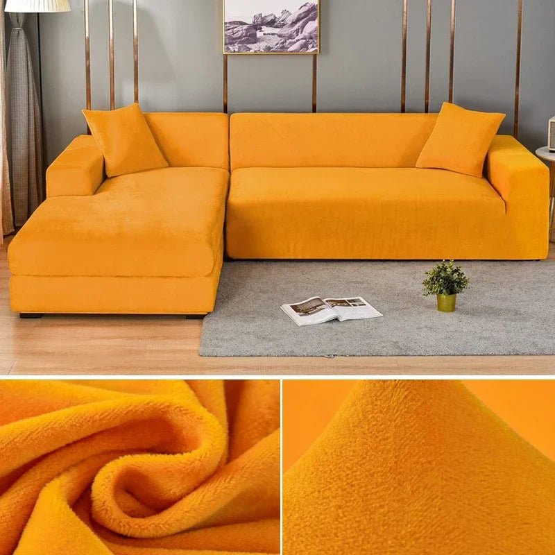 Housse de canapé en velours luxueux offrant une élasticité premium pour un ajustement parfait