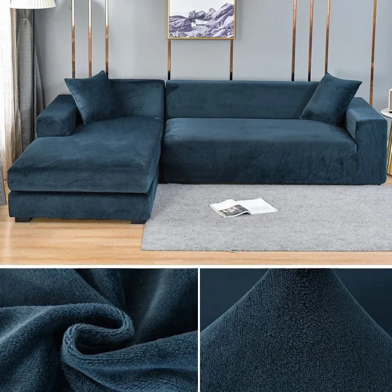 Housse de canapé en velours luxueux offrant une élasticité premium pour un ajustement parfait