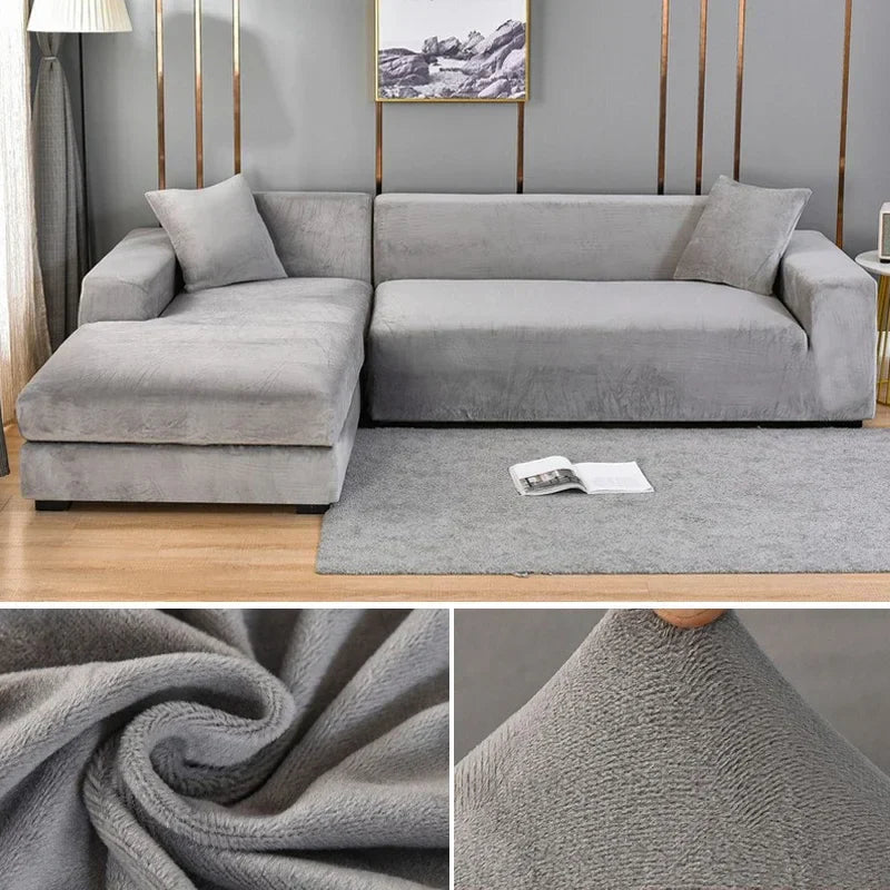 Housse de canapé en velours luxueux offrant une élasticité premium pour un ajustement parfait