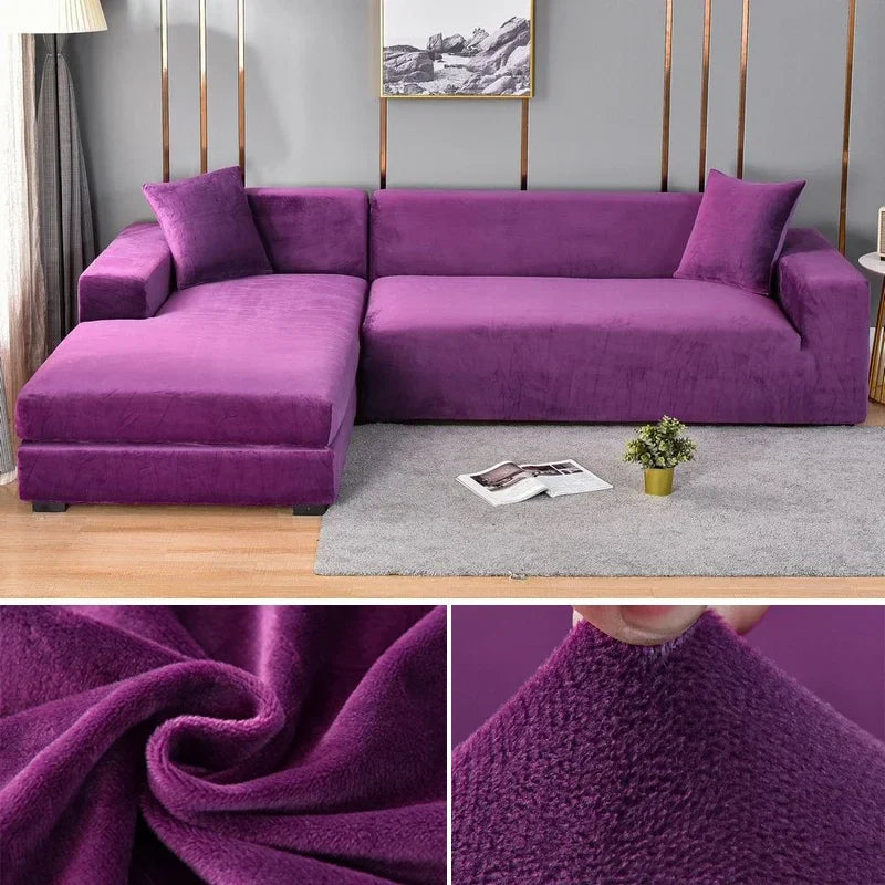 Housse de canapé en velours luxueux offrant une élasticité premium pour un ajustement parfait